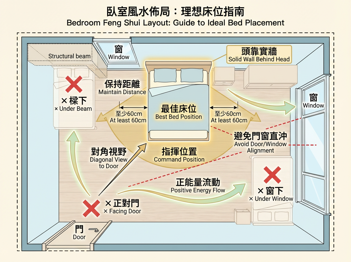 財位定位法示意圖 - 入門對角線法找到明財位
